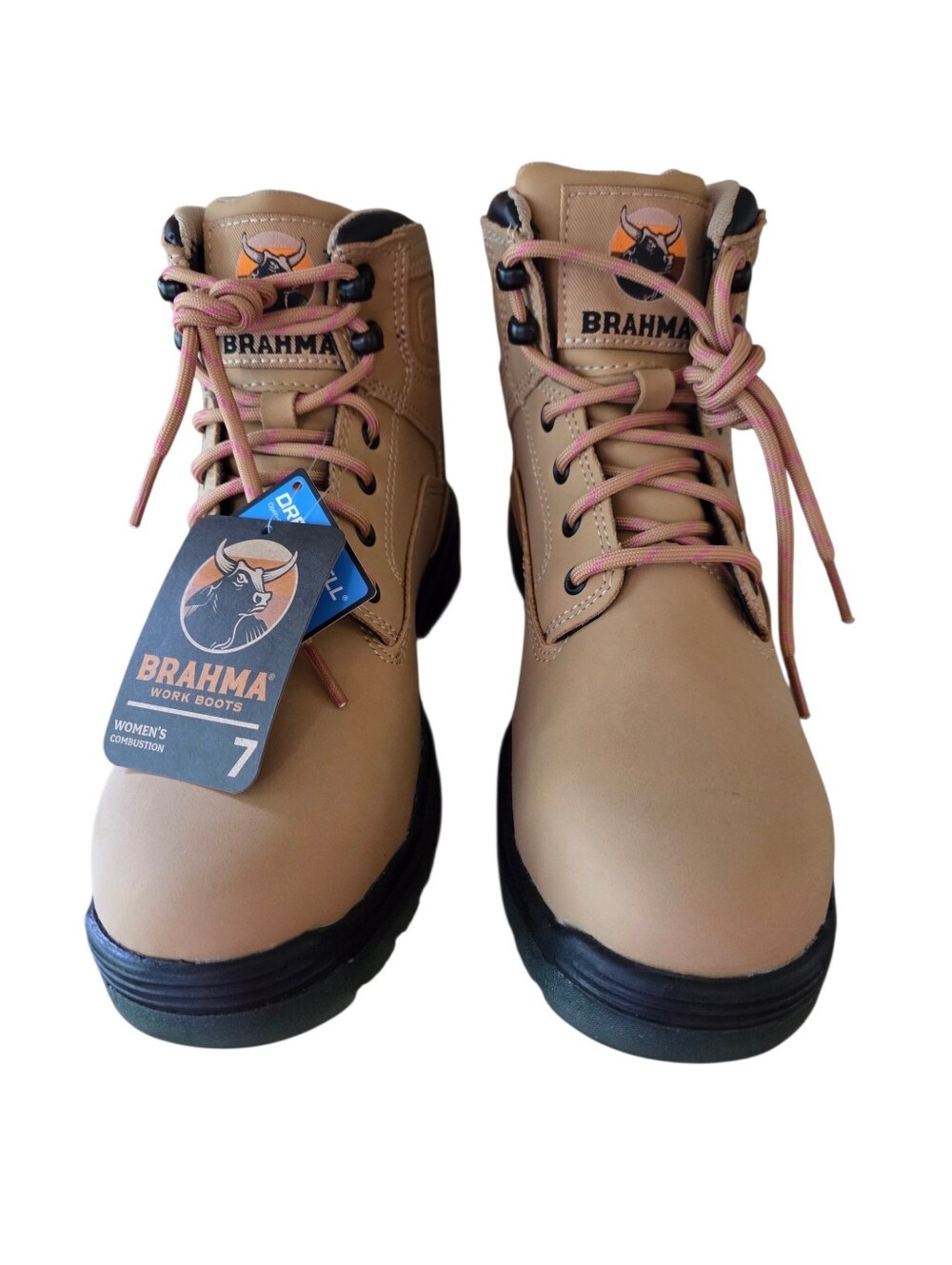 Brahma Womens Combustion Work Boots Steel Toe Beige  Rugged Utility Size 7 NWT